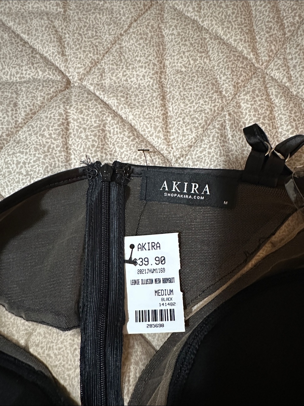 AKIRA Black Mesh Illusion Bodysuit - Picture 2 of 3